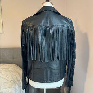 Deadwood Genuine Leather Fringe Moto Biker Jacket Size 38 (M/L)